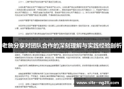 老詹分享对团队合作的深刻理解与实践经验剖析 老詹分享对团队合作的深刻理解与实践经验剖析