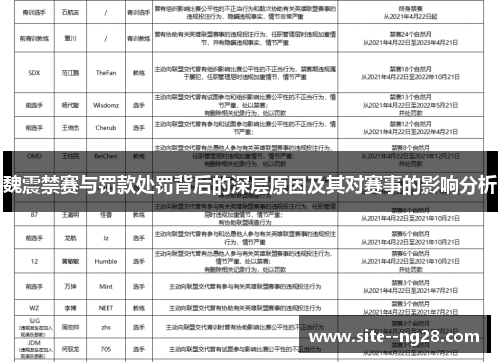 魏震禁赛与罚款处罚背后的深层原因及其对赛事的影响分析 魏震禁赛与罚款处罚背后的深层原因及其对赛事的影响分析
