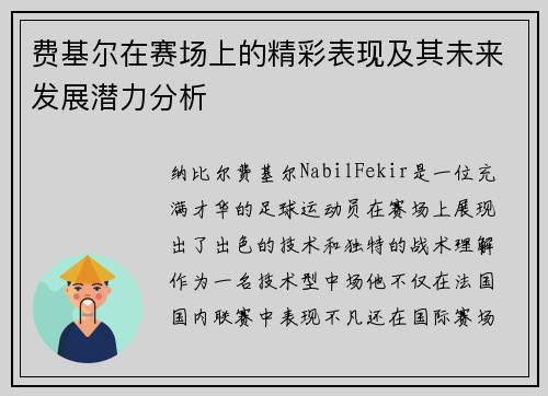 费基尔在赛场上的精彩表现及其未来发展潜力分析 费基尔在赛场上的精彩表现及其未来发展潜力分析